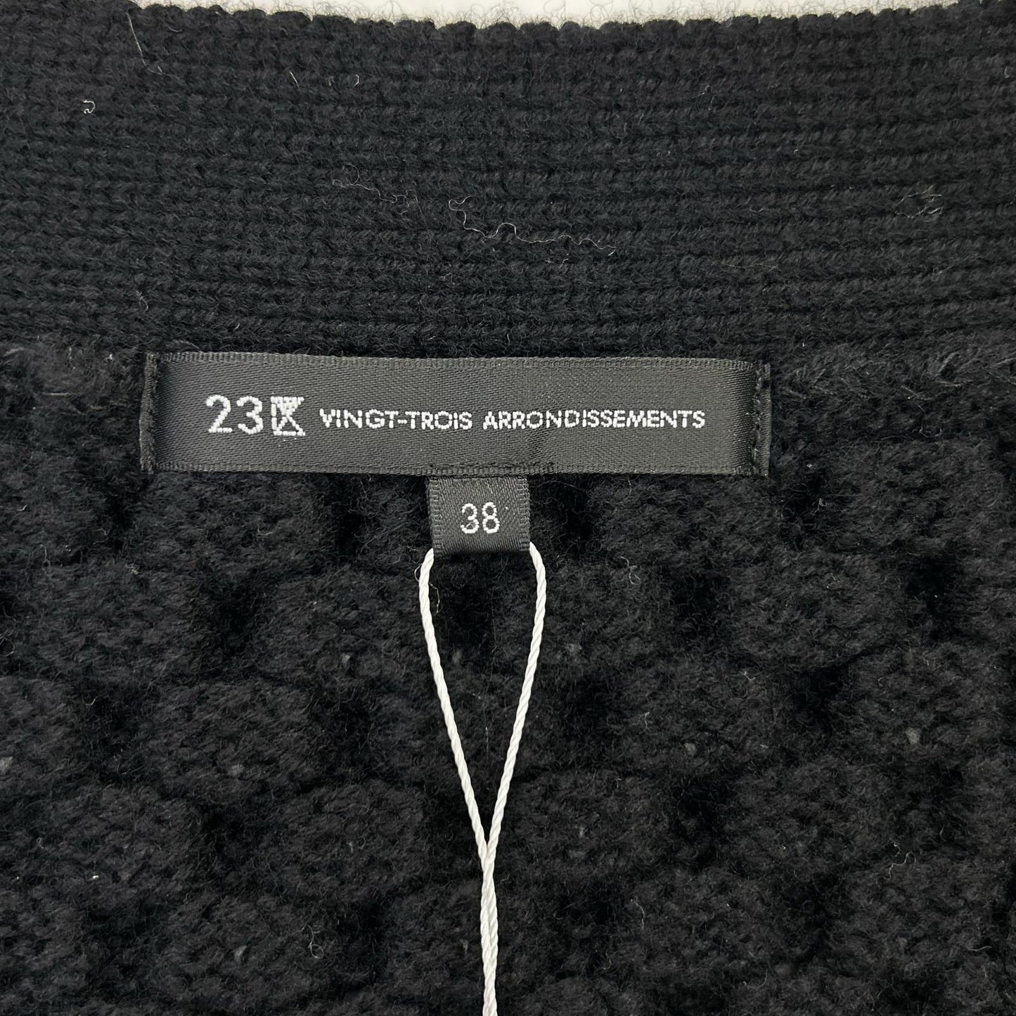 23区 23区 ブラック 【洗える】ウールカシミヤ アランパターン カーディガン トップス