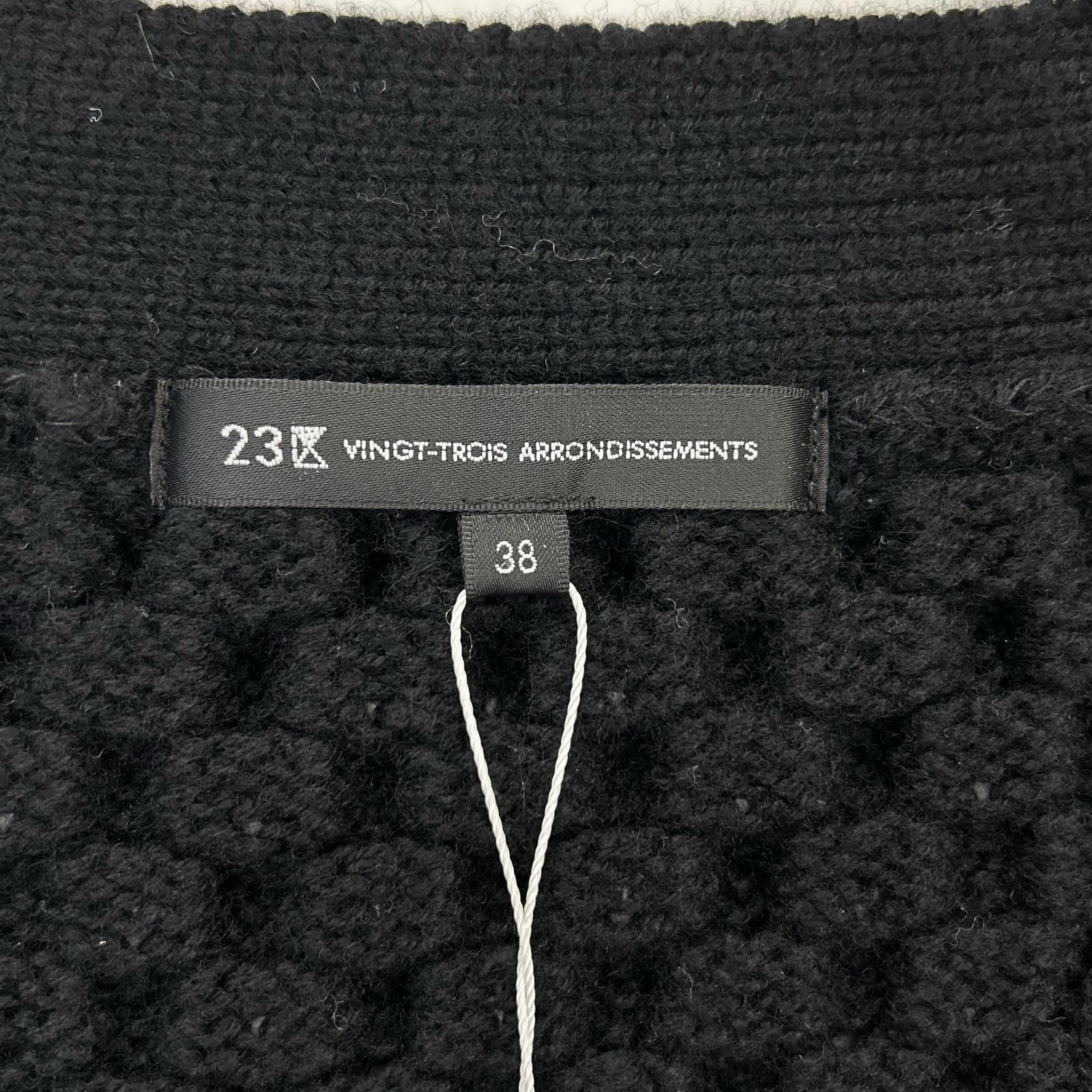 23区 23区 ブラック 【洗える】ウールカシミヤ アランパターン カーディガン トップス