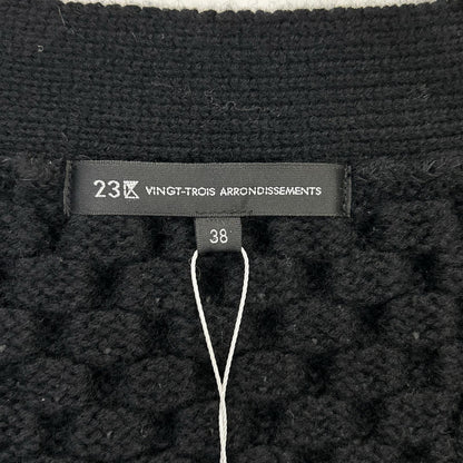 23区 23区 ブラック 【洗える】ウールカシミヤ アランパターン カーディガン トップス