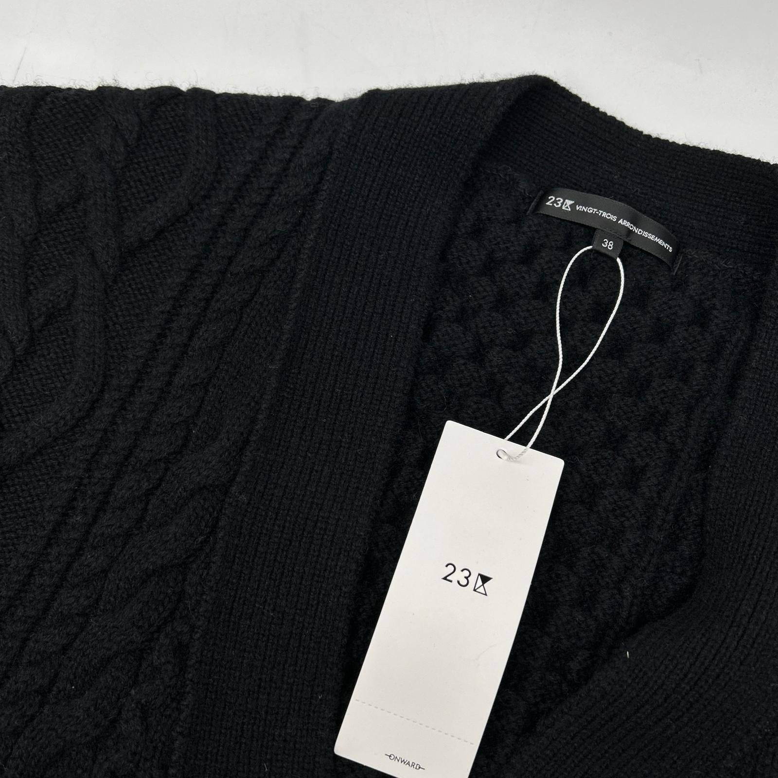 23区 23区 ブラック 【洗える】ウールカシミヤ アランパターン カーディガン トップス