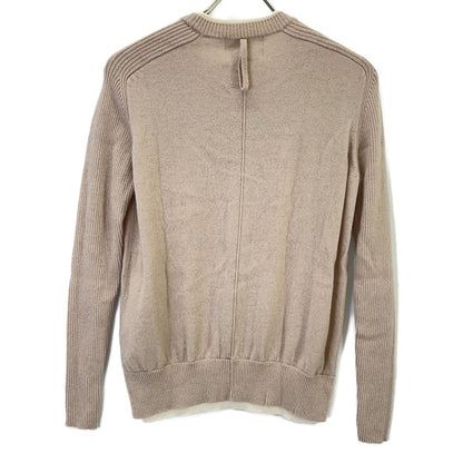 BEIGE ベイジ グレー 洗える POMPE ウールカシミヤ配色リブクルーネック トップス