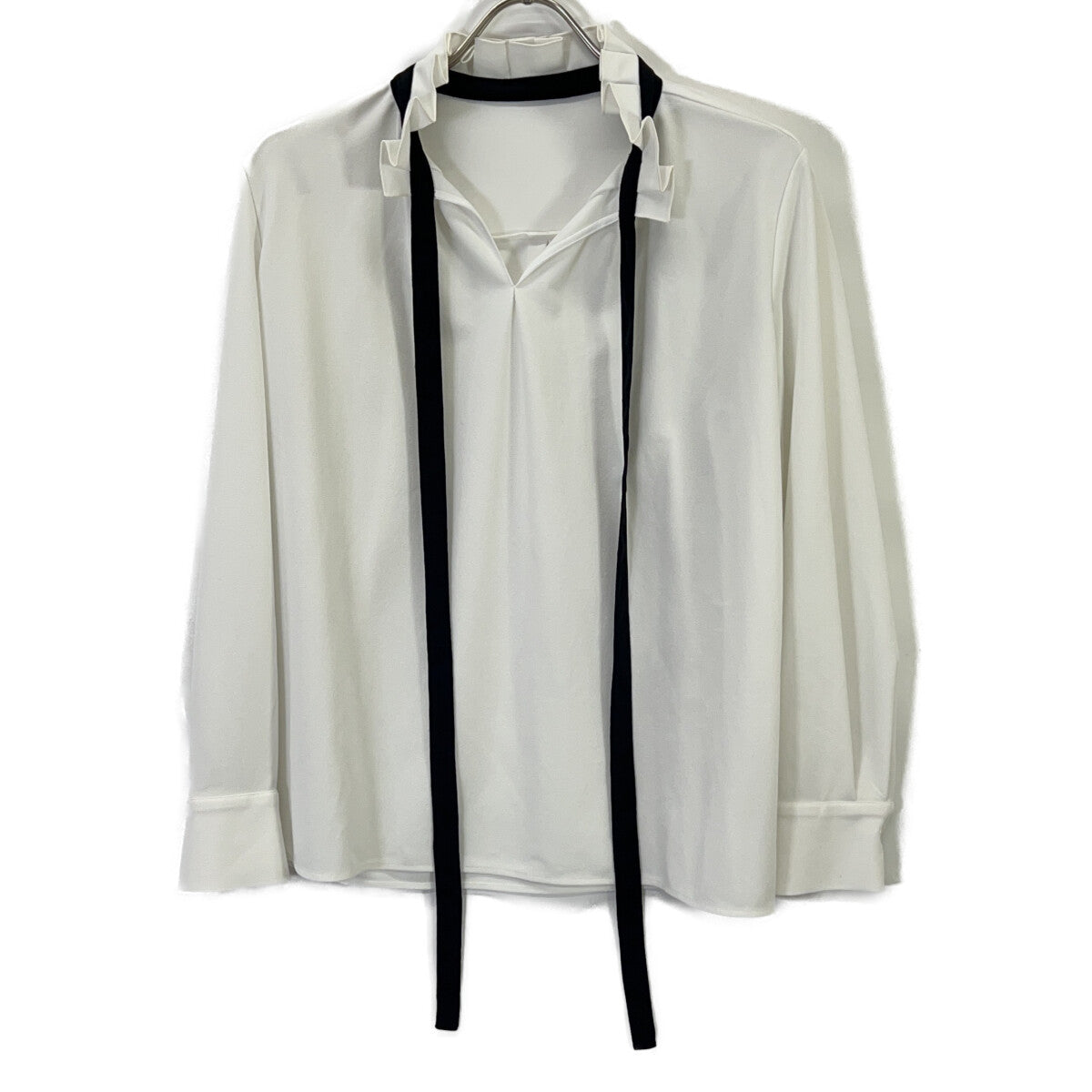 ICB White Washable Marabou Georgette Design Cut-and-Sew Top S Ladies