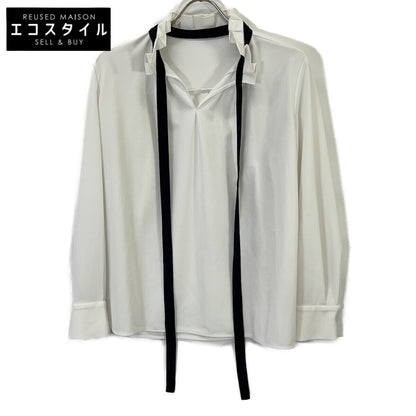 ICB White Washable Marabou Georgette Design Cut-and-Sew Top S Ladies