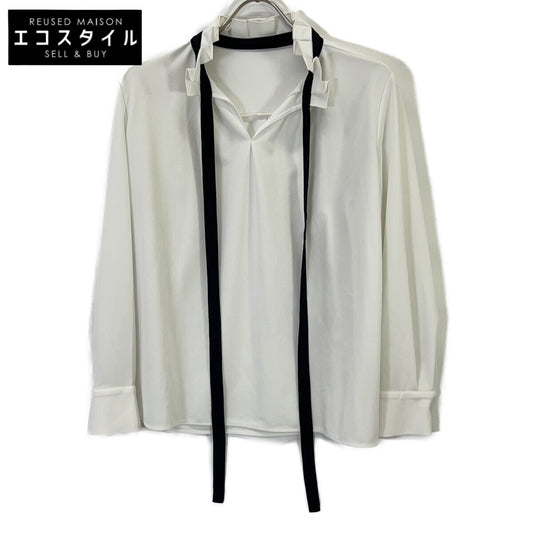 ICB White Washable Marabou Georgette Design Cut-and-Sew Top S Ladies