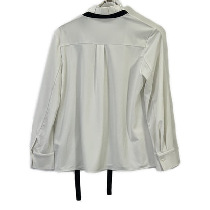 ICB White Washable Marabou Georgette Design Cut-and-Sew Top S Ladies