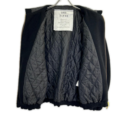 ONE FIFTH One Fifth Black Melton Wool Padded Hoodie Jacket