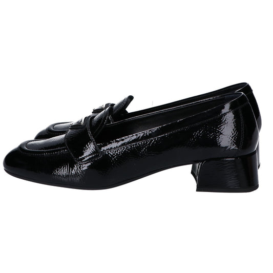 PRADA Beautiful Black Triangle Logo Patent Loafer Shoes