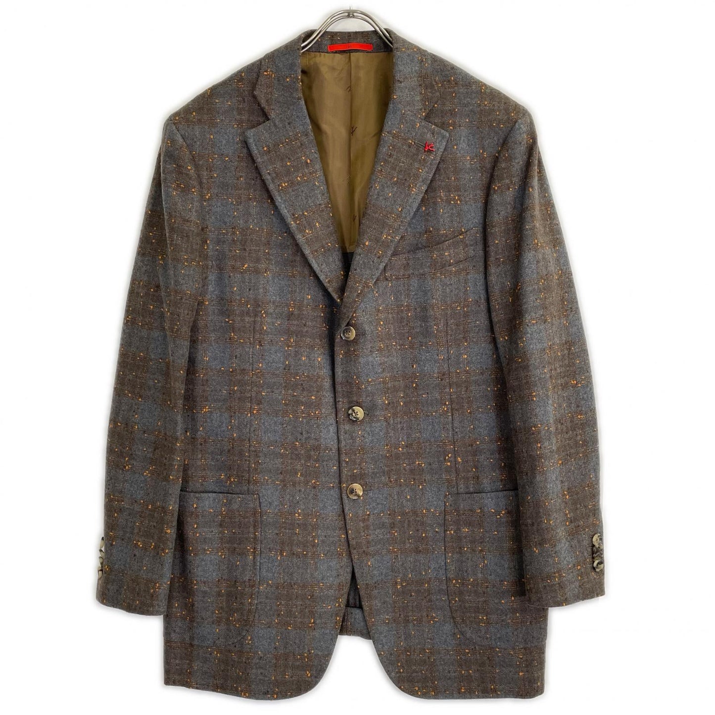 GREY C31GSI/000 CORTINA WOOL 3B Rolled Lapel DOT x CHECK Jacket 54 Men's