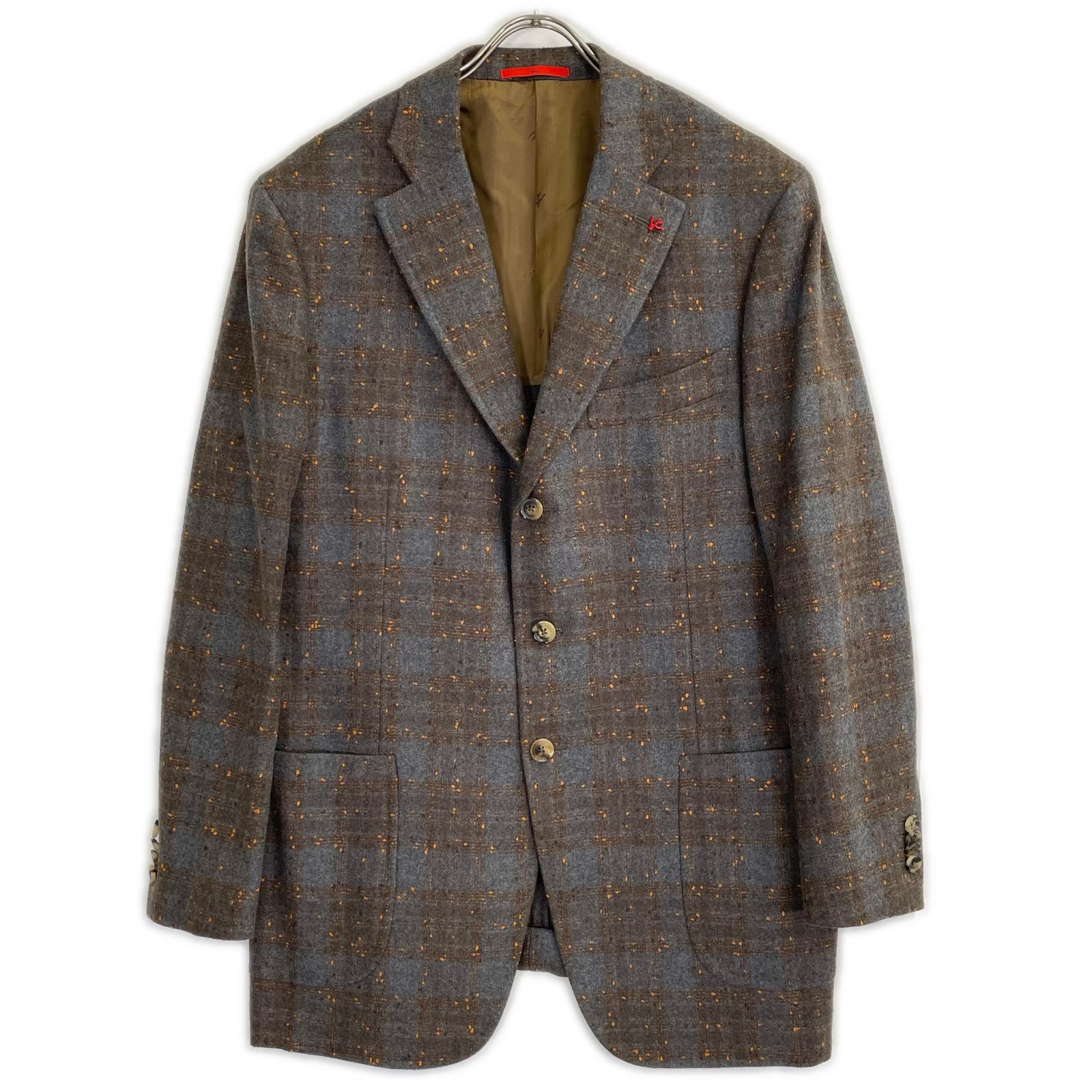 GREY C31GSI/000 CORTINA WOOL 3B Rolled Lapel DOT x CHECK Jacket 54 Men's