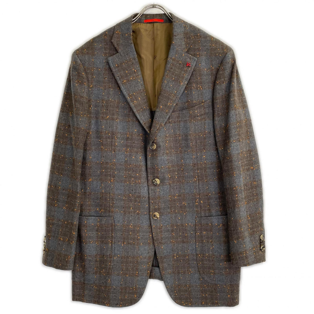 ISAIA イザイア グレー C31GSI/000 CORTINA ウール 3B段返り ドット×チェック ジャケット ジャケット