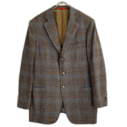 ISAIA イザイア グレー C31GSI/000 CORTINA ウール 3B段返り ドット×チェック ジャケット ジャケット