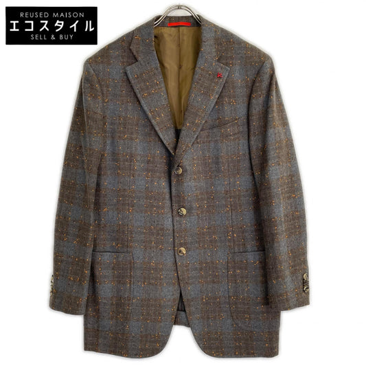 GREY C31GSI/000 CORTINA WOOL 3B Rolled Lapel DOT x CHECK Jacket 54 Men's