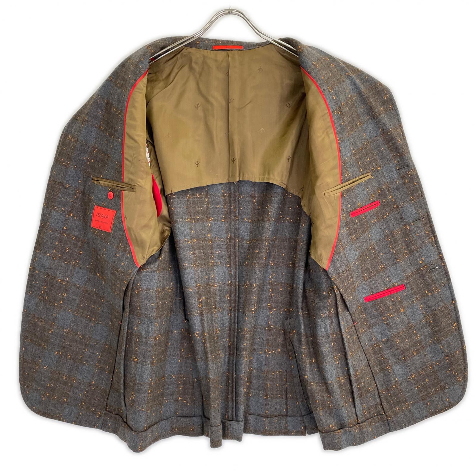 GREY C31GSI/000 CORTINA WOOL 3B Rolled Lapel DOT x CHECK Jacket 54 Men's