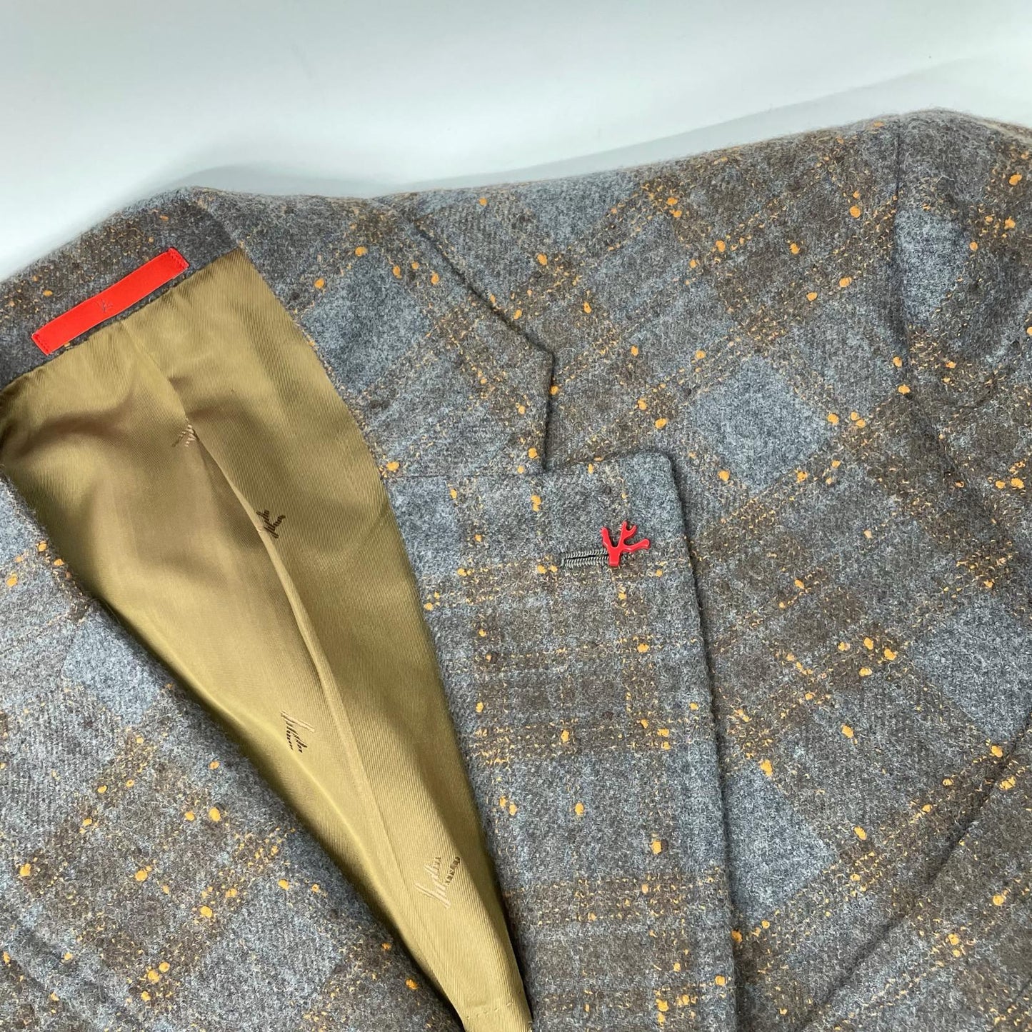 GREY C31GSI/000 CORTINA WOOL 3B Rolled Lapel DOT x CHECK Jacket 54 Men's