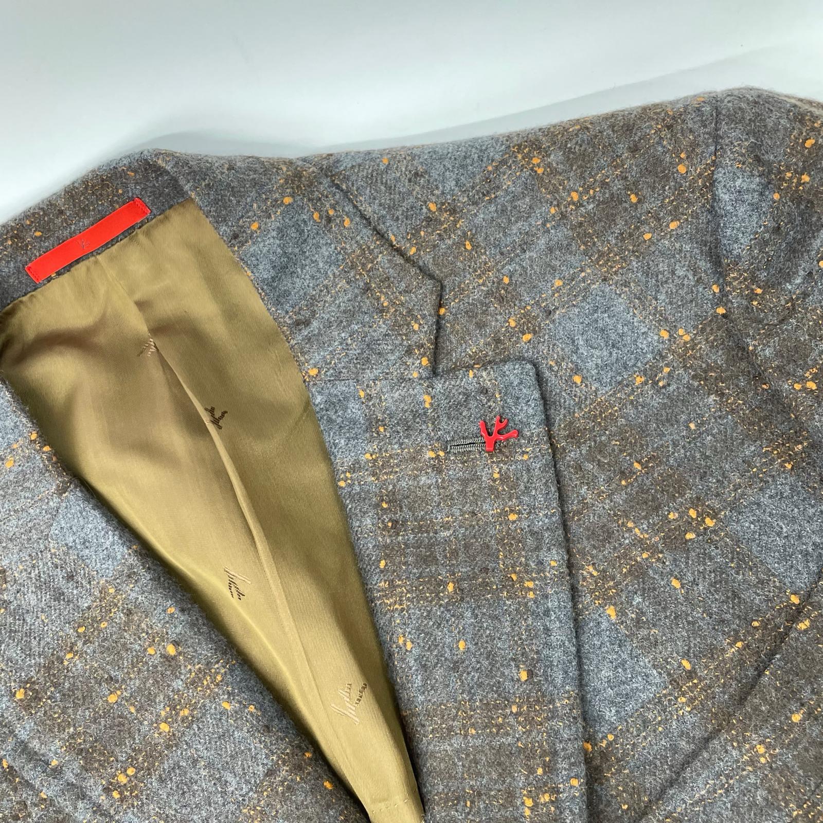 GREY C31GSI/000 CORTINA WOOL 3B Rolled Lapel DOT x CHECK Jacket 54 Men's