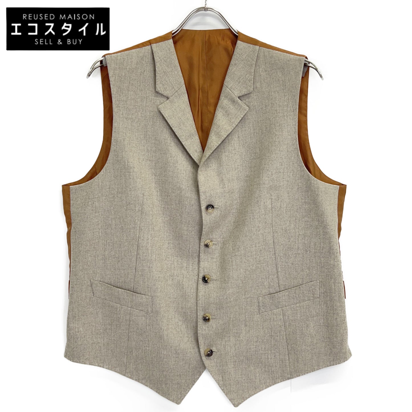 ISAIA イザイア グレー GT021I/000 ウール100 襟付き ベスト ジレー ベスト