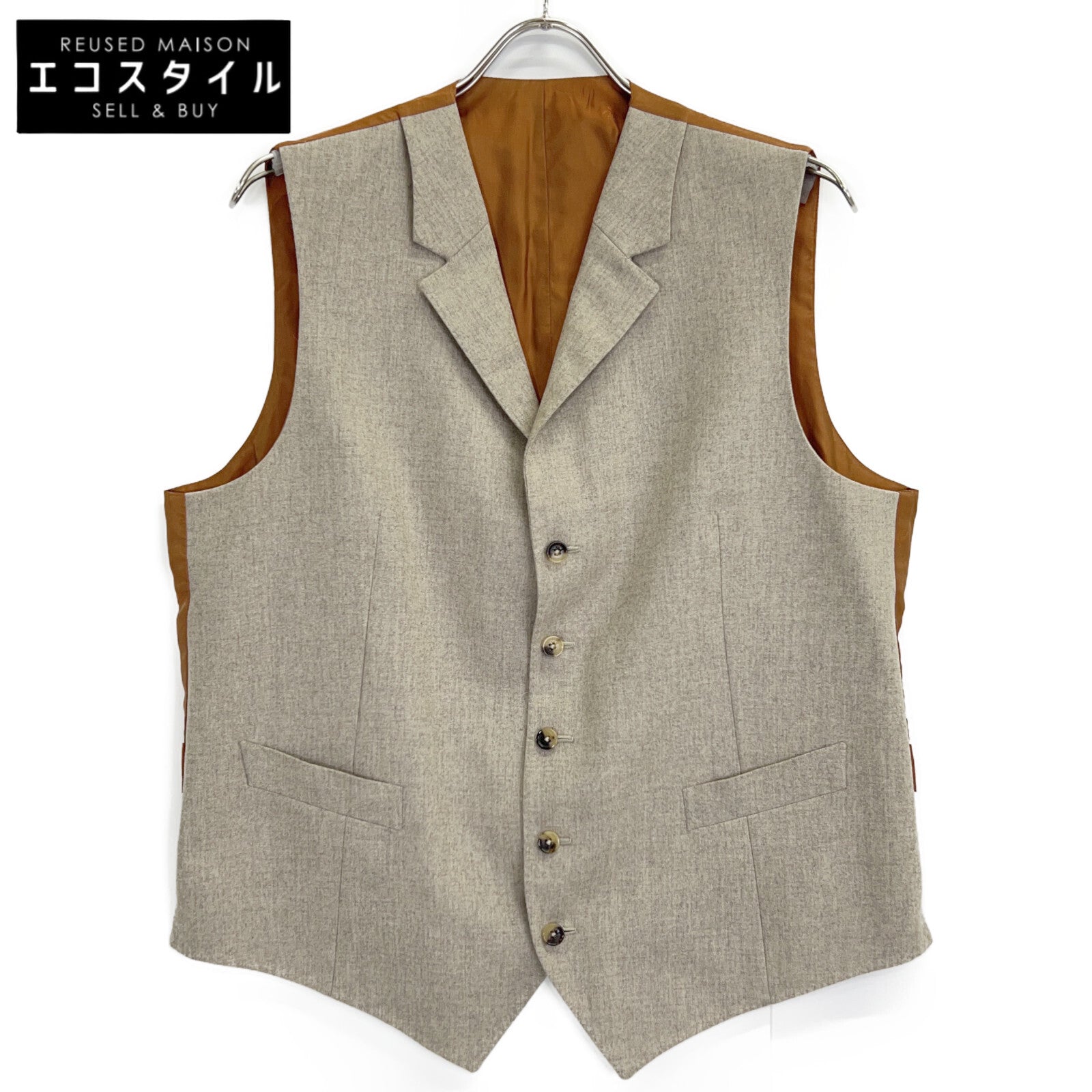 ISAIA イザイア グレー GT021I/000 ウール100 襟付き ベスト ジレー ベスト