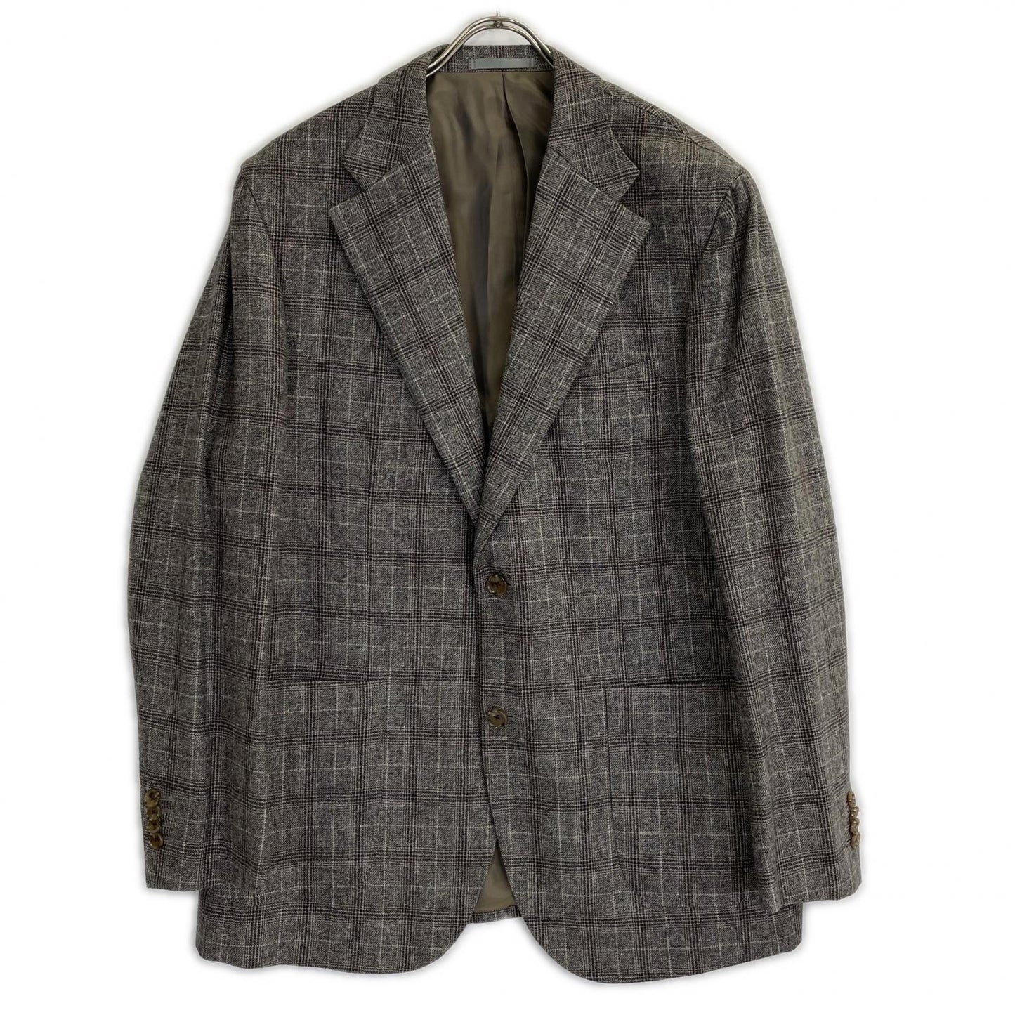 Sartoria Ypsilon サルトリアイプシロン グレーブラウン E.THOMAS生地 カシミヤ混ウール チェック 2B ジャケット ジャケット