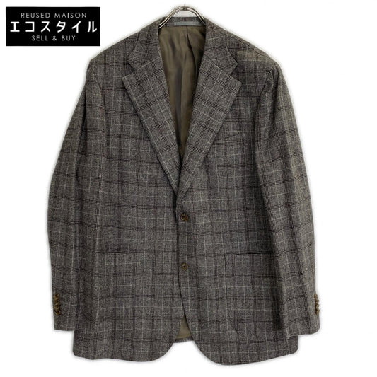 Sartoria Ypsilon サルトリアイプシロン グレーブラウン E.THOMAS生地 カシミヤ混ウール チェック 2B ジャケット ジャケット