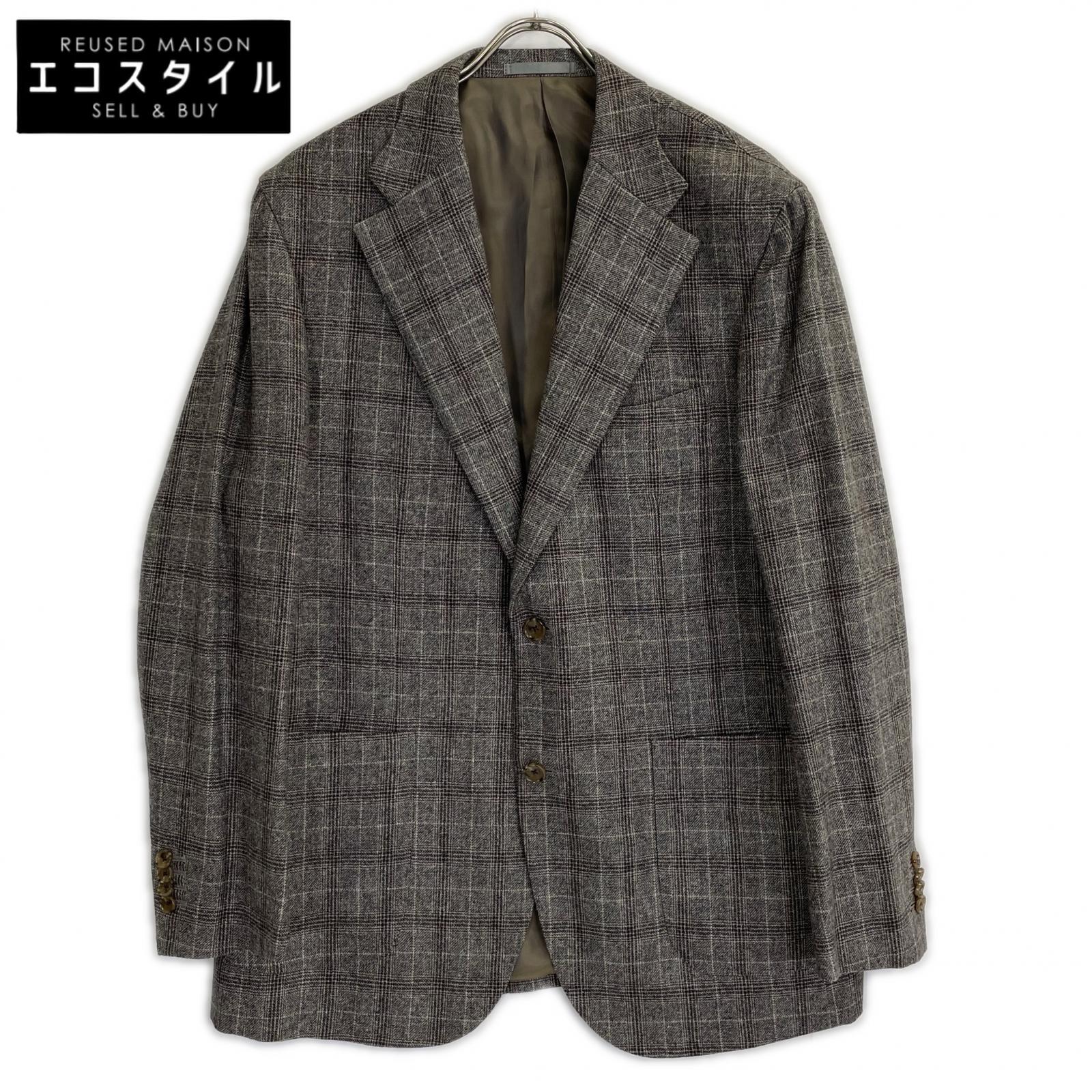 Sartoria Ypsilon サルトリアイプシロン グレーブラウン E.THOMAS生地 カシミヤ混ウール チェック 2B ジャケット ジャケット