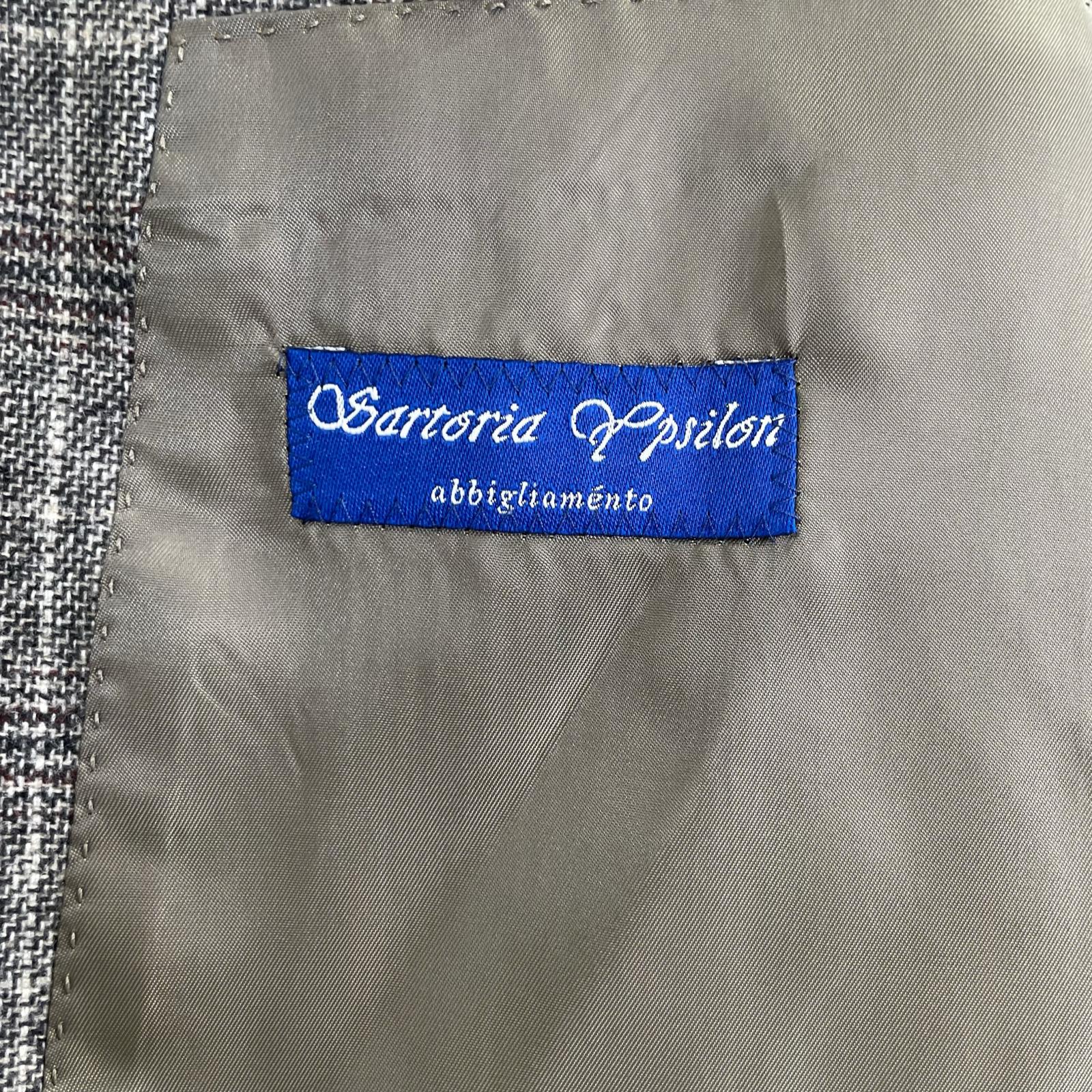 Sartoria Ypsilon サルトリアイプシロン グレーブラウン E.THOMAS生地 カシミヤ混ウール チェック 2B ジャケット ジャケット