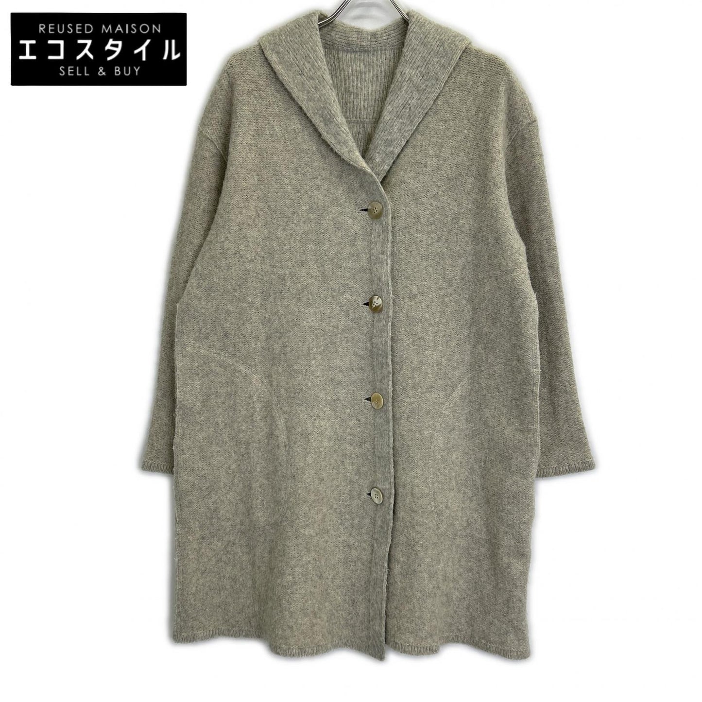 HaaT ISSEY MIYAKE 心形 三宅一生 灰色 羊毛 青果领 大衣 外套 2 女士