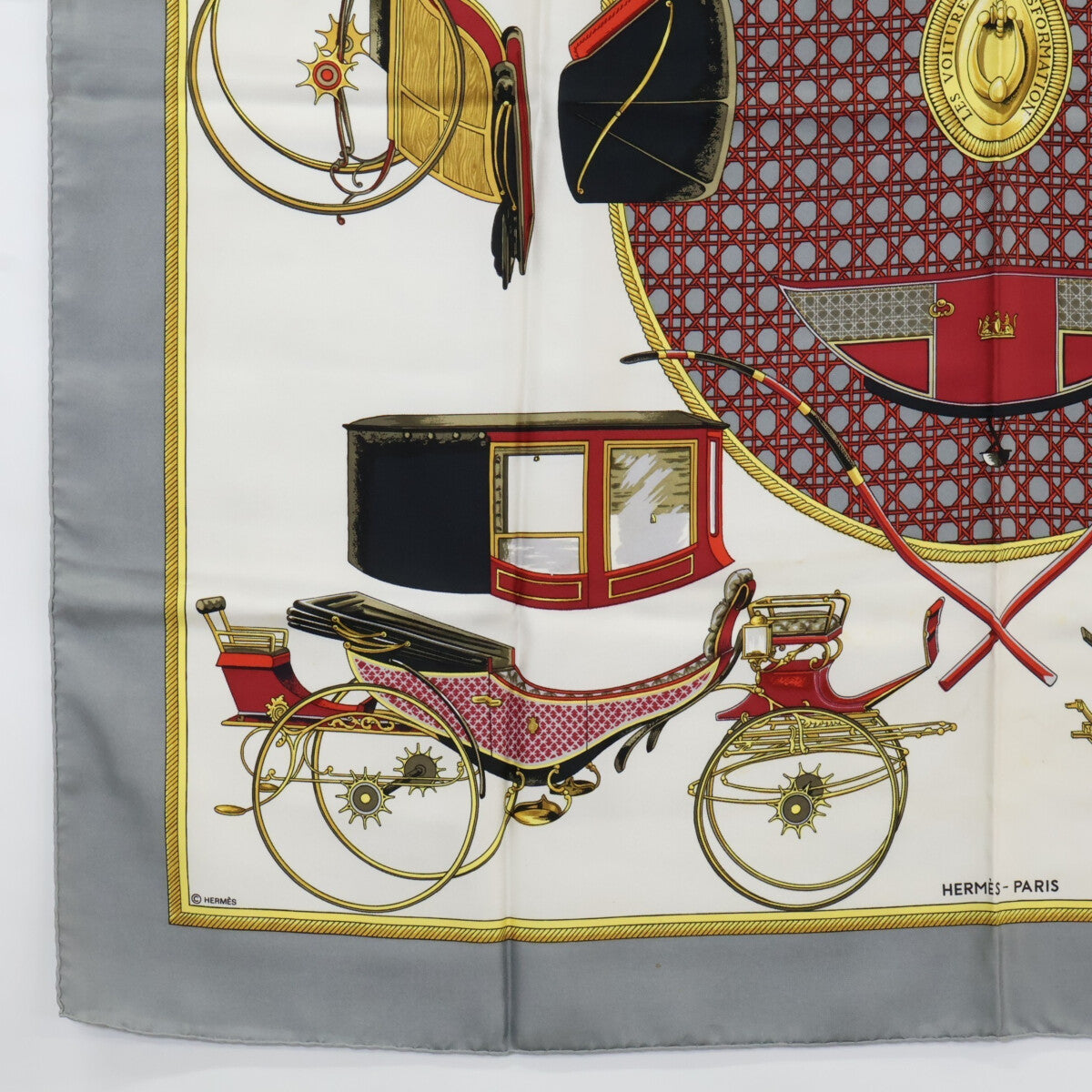 HERMES エルメス LES VOITURES A TRANSFORMATION 折畳式幌の馬車 カレ90 シルク スカーフ