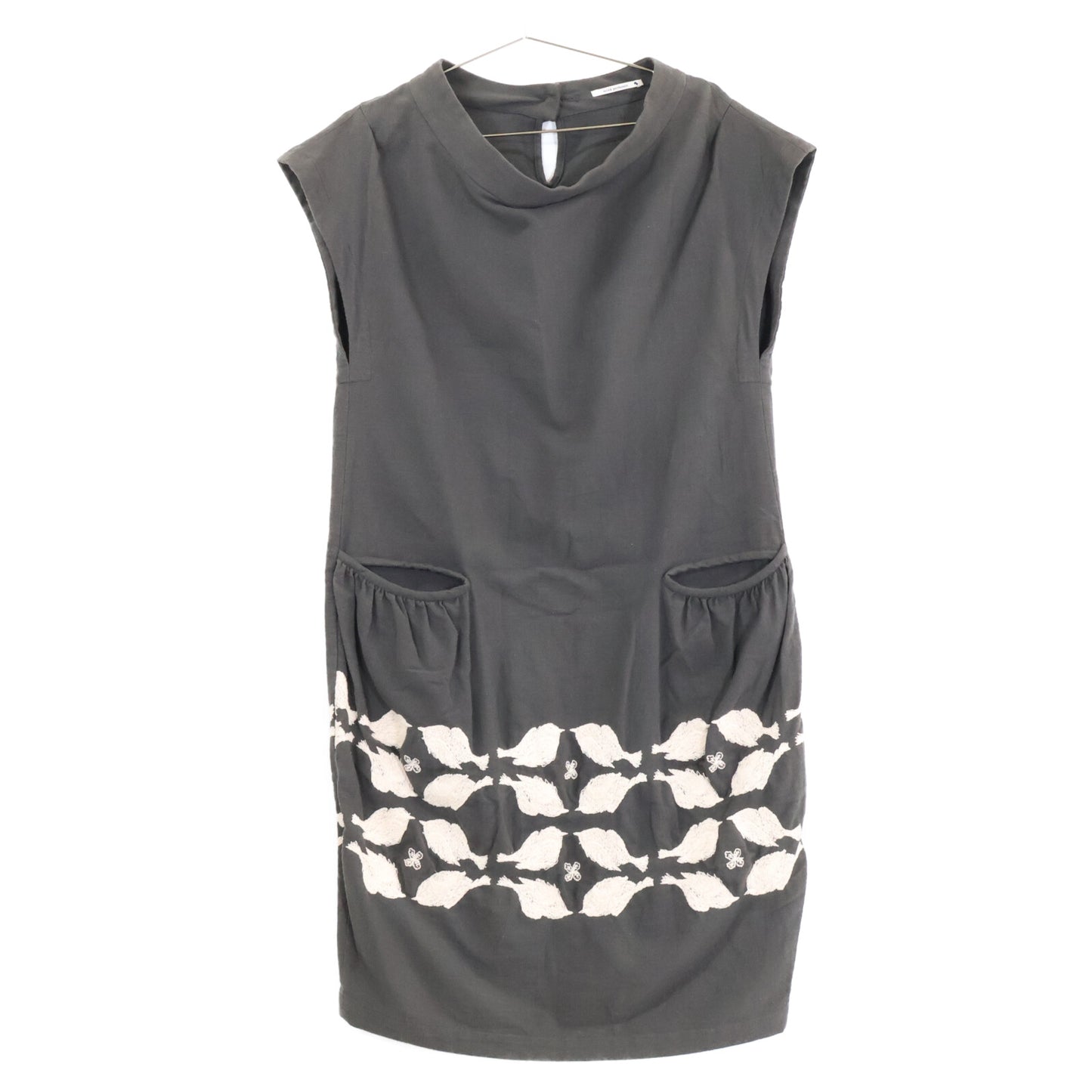 mina perhonen mina perhonen [Beautiful Condition] qs3836 four birds Bird Embroidery Sleeveless Dress