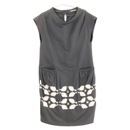 mina perhonen mina perhonen [Beautiful Condition] qs3836 four birds Bird Embroidery Sleeveless Dress