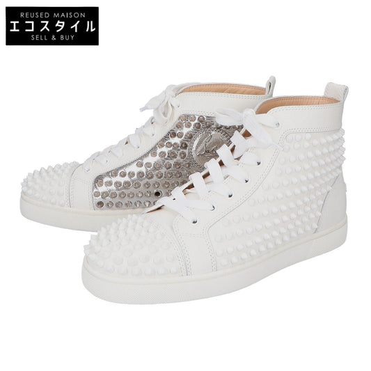 Christian Louboutin クリスチャンルブタン ﾎﾜｲﾄ Louis Spikes ｶｰﾌﾚｻﾞｰ ﾊｲｶｯﾄｼｭｰｽﾞ シューズ 39