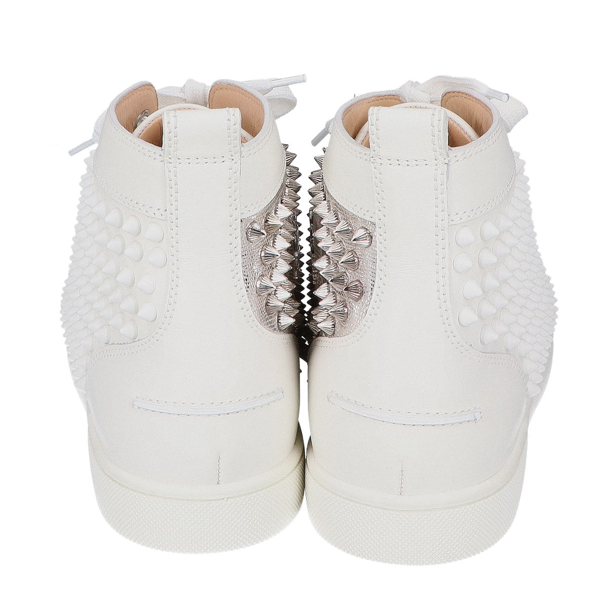 Christian Louboutin クリスチャンルブタン ホワイト Louis Spikes カーフレザー ハイカットシューズ シューズ