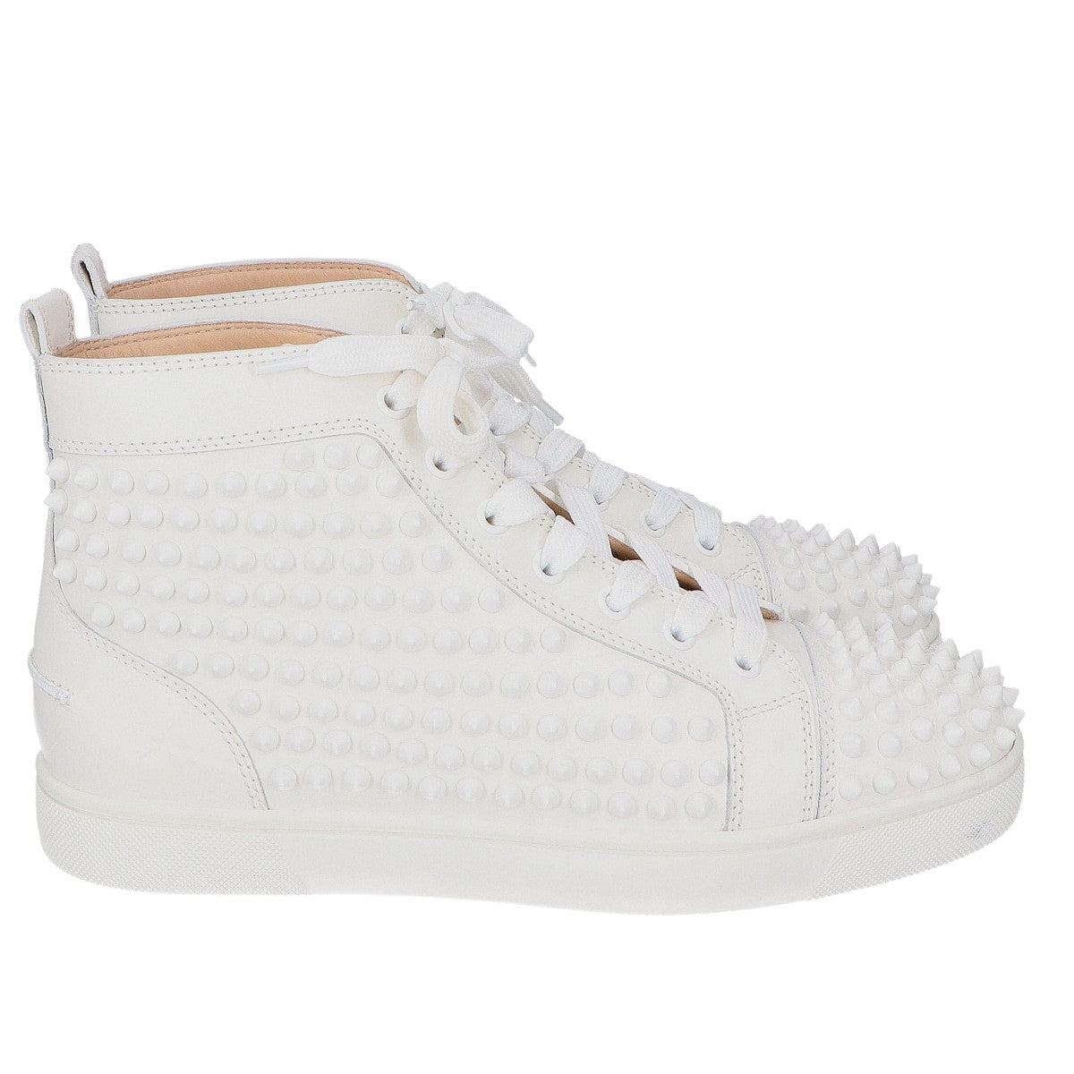 Christian Louboutin クリスチャンルブタン ホワイト Louis Spikes カーフレザー ハイカットシューズ シューズ
