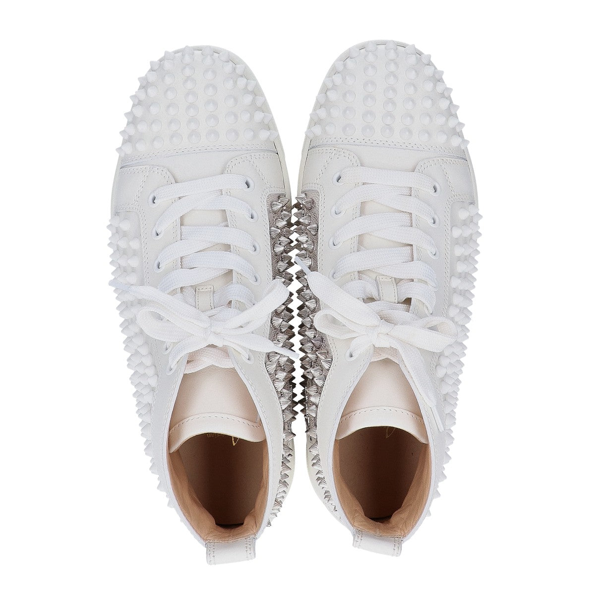 Christian Louboutin クリスチャンルブタン ホワイト Louis Spikes カーフレザー ハイカットシューズ シューズ