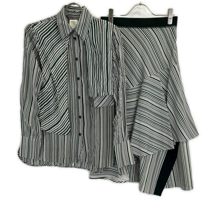 SPORTMAX Green Silk Stripe Set-Up Suit