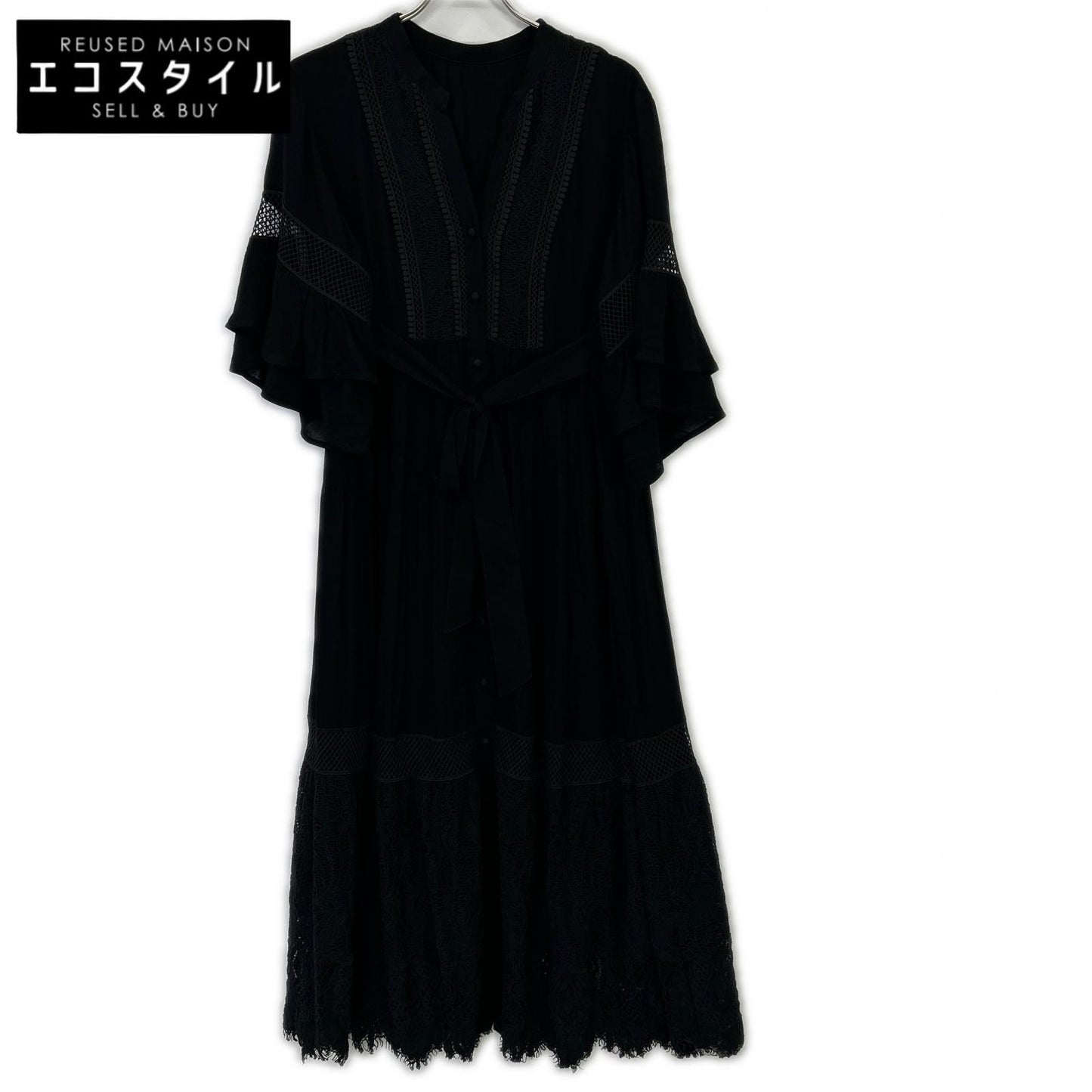 Grace Class 02232 31018-00 Black 23SS Scalloped Lace Maxi Dress