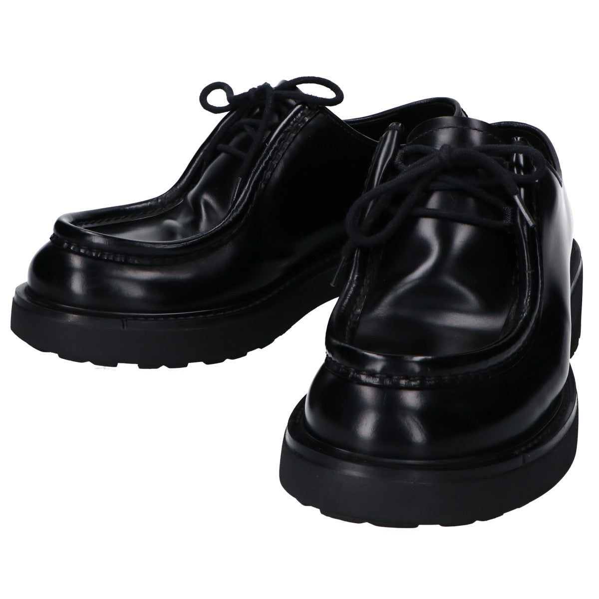 PRADA プラダ 23AW　2EG419 ﾌﾞﾗｯｸ ﾀﾞｲｱﾊﾟｿﾝ ｵﾍﾟｰｸﾌﾞﾗｯｼｭﾄﾞﾚｻﾞｰｼｭｰｽﾞ シューズ 8 1/2 メンズ