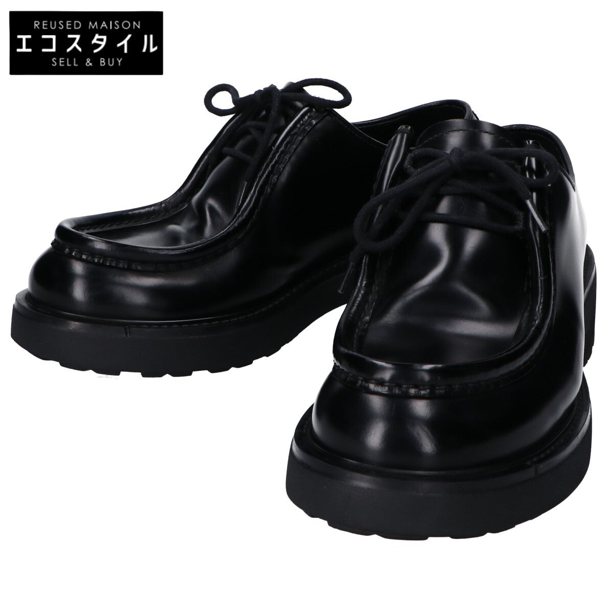 PRADA プラダ 23AW　2EG419 ﾌﾞﾗｯｸ ﾀﾞｲｱﾊﾟｿﾝ ｵﾍﾟｰｸﾌﾞﾗｯｼｭﾄﾞﾚｻﾞｰｼｭｰｽﾞ シューズ 8 1/2 メンズ