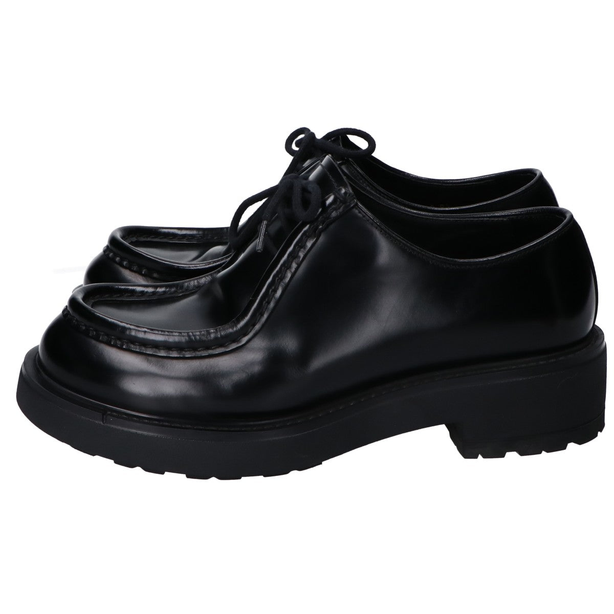 PRADA プラダ 23AW　2EG419 ﾌﾞﾗｯｸ ﾀﾞｲｱﾊﾟｿﾝ ｵﾍﾟｰｸﾌﾞﾗｯｼｭﾄﾞﾚｻﾞｰｼｭｰｽﾞ シューズ 8 1/2 メンズ