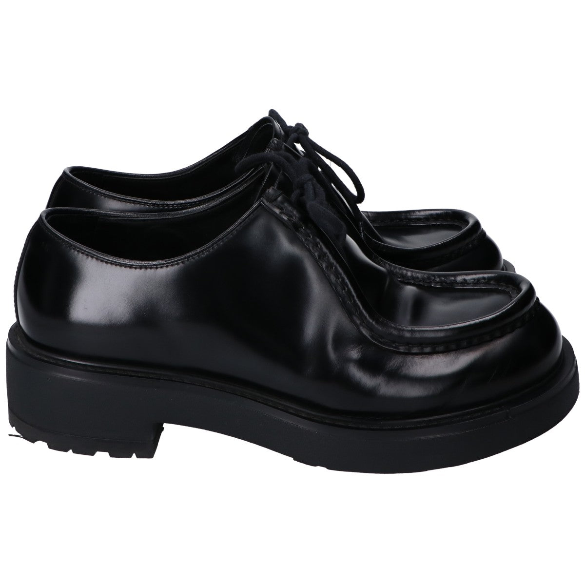 PRADA プラダ 23AW　2EG419 ﾌﾞﾗｯｸ ﾀﾞｲｱﾊﾟｿﾝ ｵﾍﾟｰｸﾌﾞﾗｯｼｭﾄﾞﾚｻﾞｰｼｭｰｽﾞ シューズ 8 1/2 メンズ