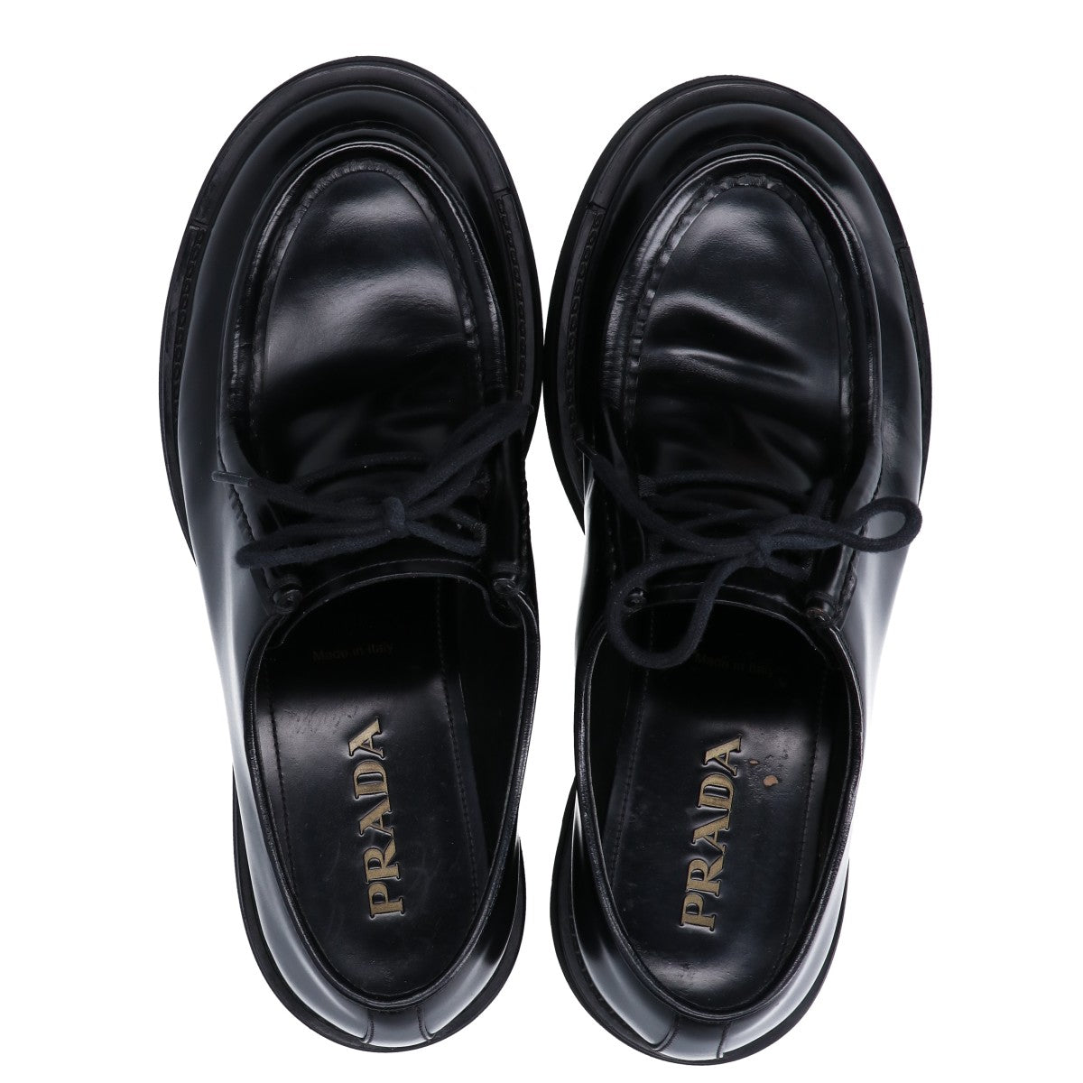 PRADA プラダ 23AW　2EG419 ﾌﾞﾗｯｸ ﾀﾞｲｱﾊﾟｿﾝ ｵﾍﾟｰｸﾌﾞﾗｯｼｭﾄﾞﾚｻﾞｰｼｭｰｽﾞ シューズ 8 1/2 メンズ