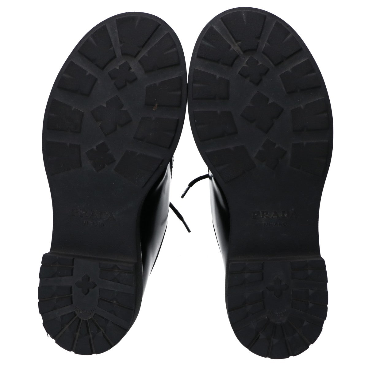PRADA プラダ 23AW　2EG419 ﾌﾞﾗｯｸ ﾀﾞｲｱﾊﾟｿﾝ ｵﾍﾟｰｸﾌﾞﾗｯｼｭﾄﾞﾚｻﾞｰｼｭｰｽﾞ シューズ 8 1/2 メンズ