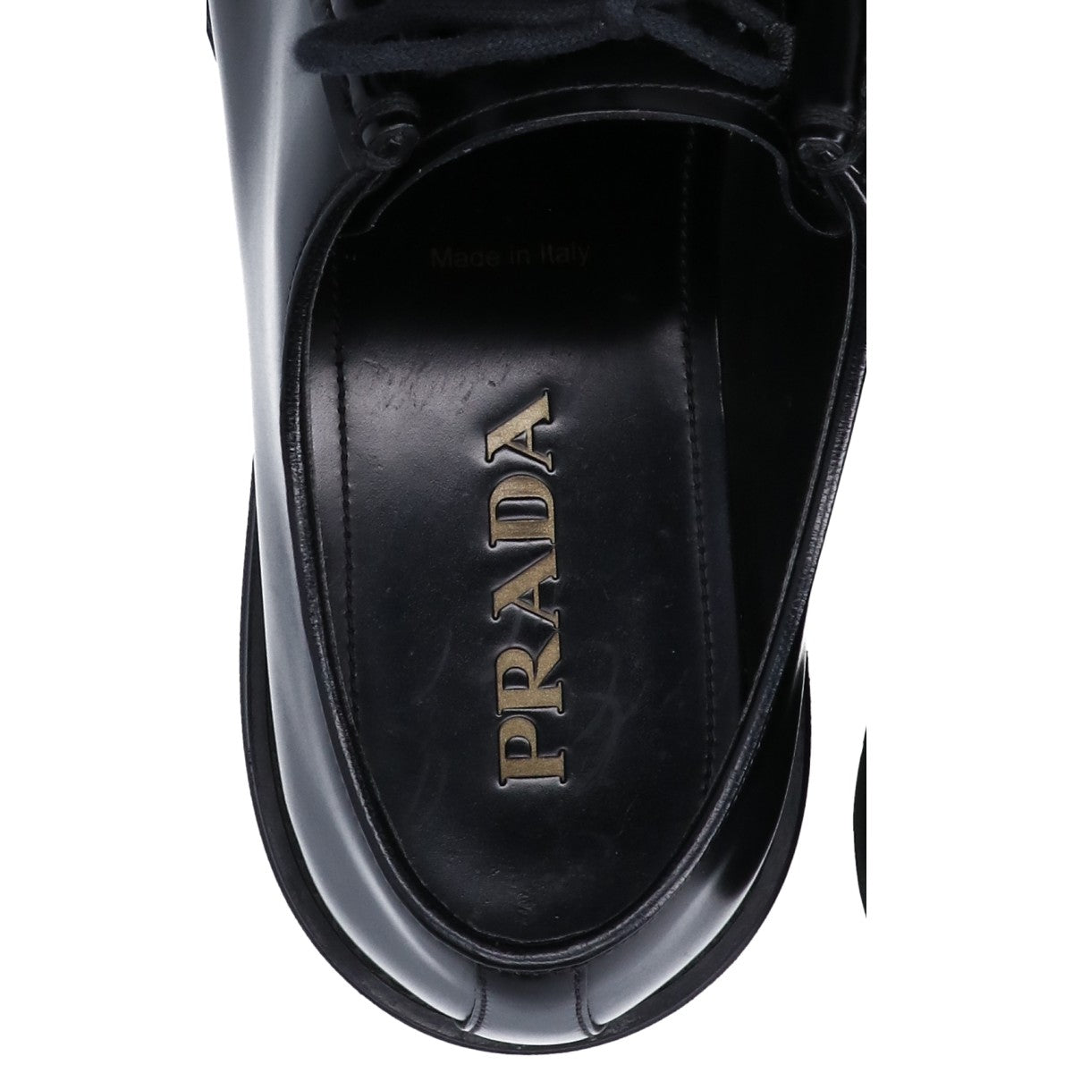 PRADA プラダ 23AW　2EG419 ﾌﾞﾗｯｸ ﾀﾞｲｱﾊﾟｿﾝ ｵﾍﾟｰｸﾌﾞﾗｯｼｭﾄﾞﾚｻﾞｰｼｭｰｽﾞ シューズ 8 1/2 メンズ