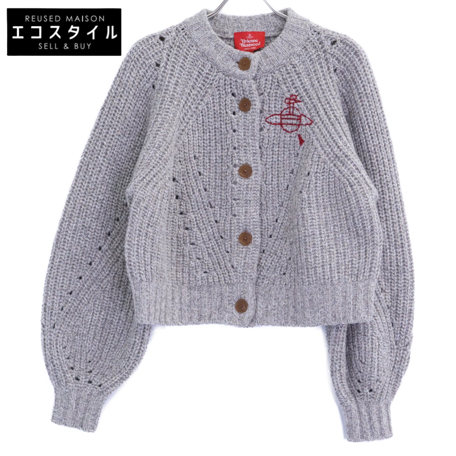 VivienneWestwoodRedLabel ヴィヴィアンウエストウッドレッドレーベル 16-12-132023 オーブロゴ刺繍 ウール ローゲージ カーディガン トップス