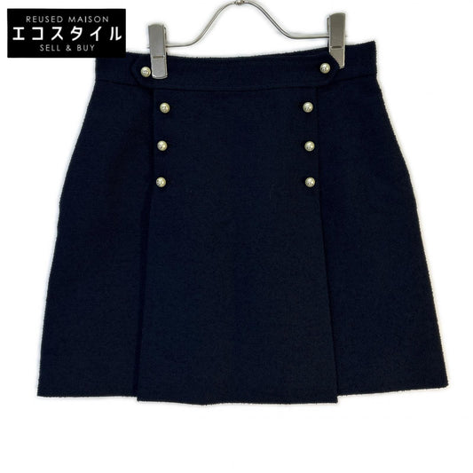 Christian Dior 441J26A1761 Navy 24AW Pearl Button Removable Sailor Panel Mini Skirt