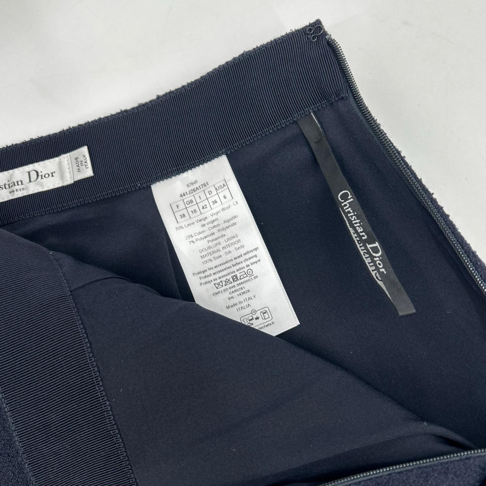Christian Dior クリスチャンディオール 441J26A1761 ネイビー 24AW パールボタン リムーバブル セーラーパネル ミニスカート スカート