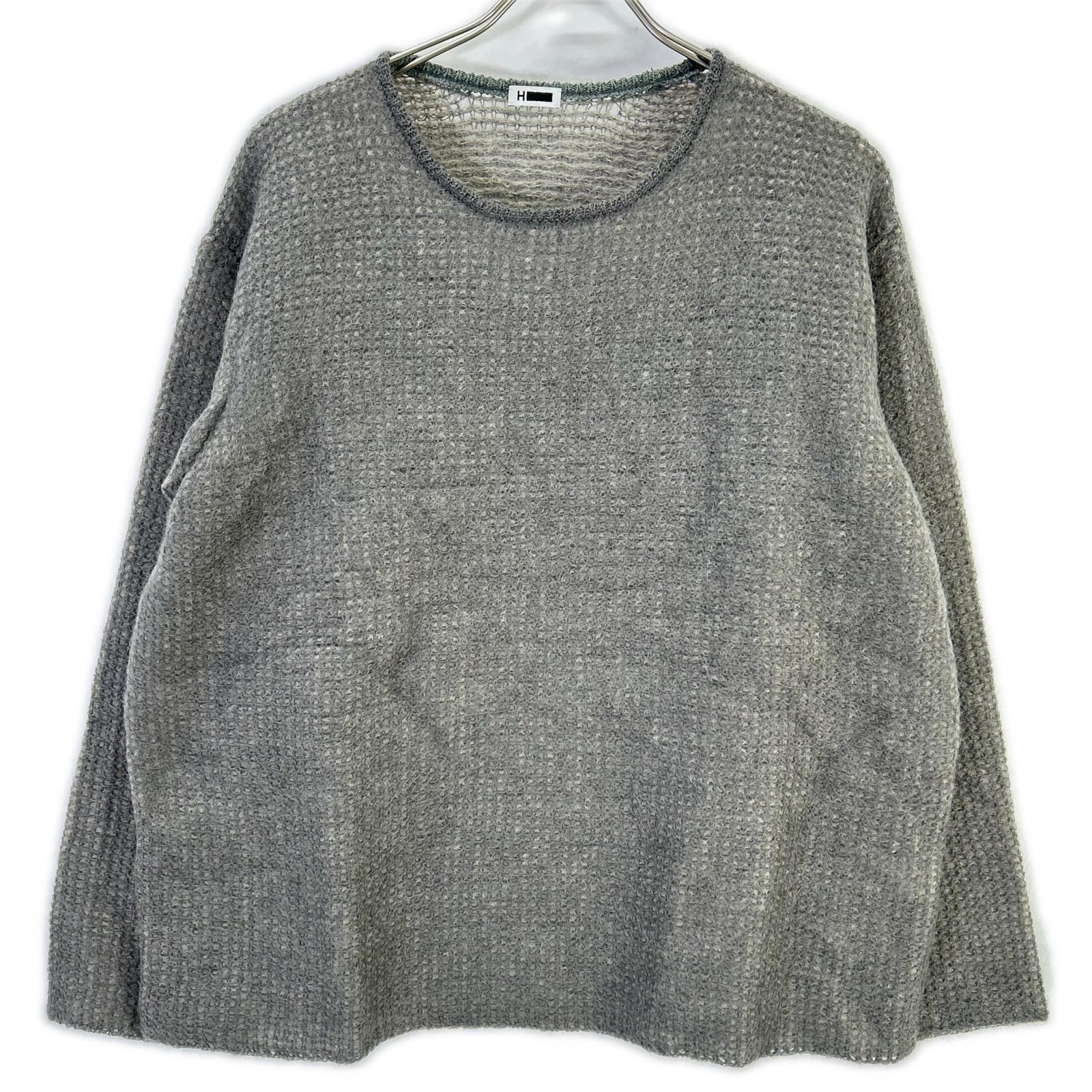 H BEAUTY＆YOUTH エイチビューティー＆ユース グレー MOHAIR NET KNIT PULLOVER ニット トップス