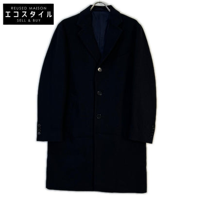 Navy Wool Diagonal Spolverino Coat 50 Men's