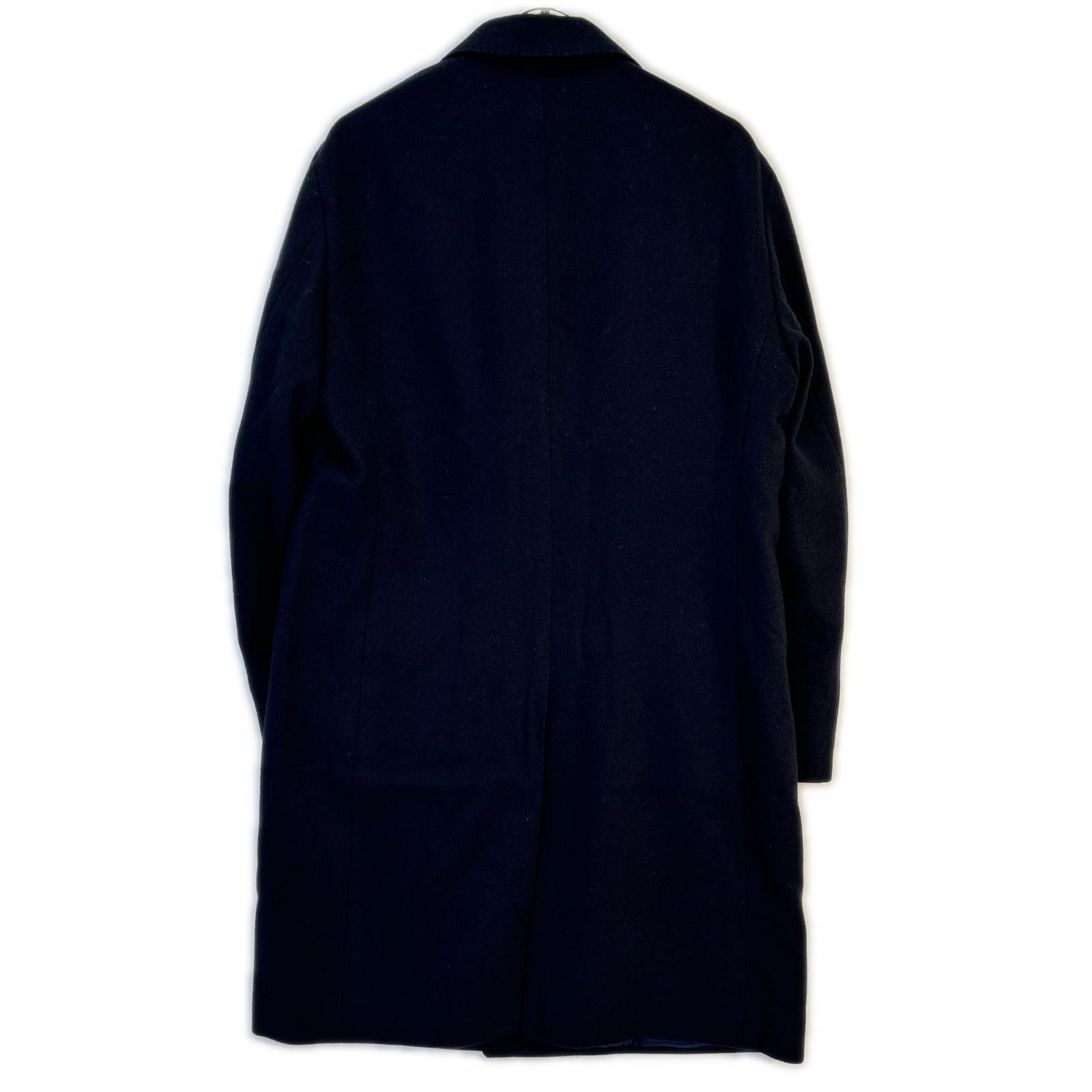 Navy Wool Diagonal Spolverino Coat 50 Men's