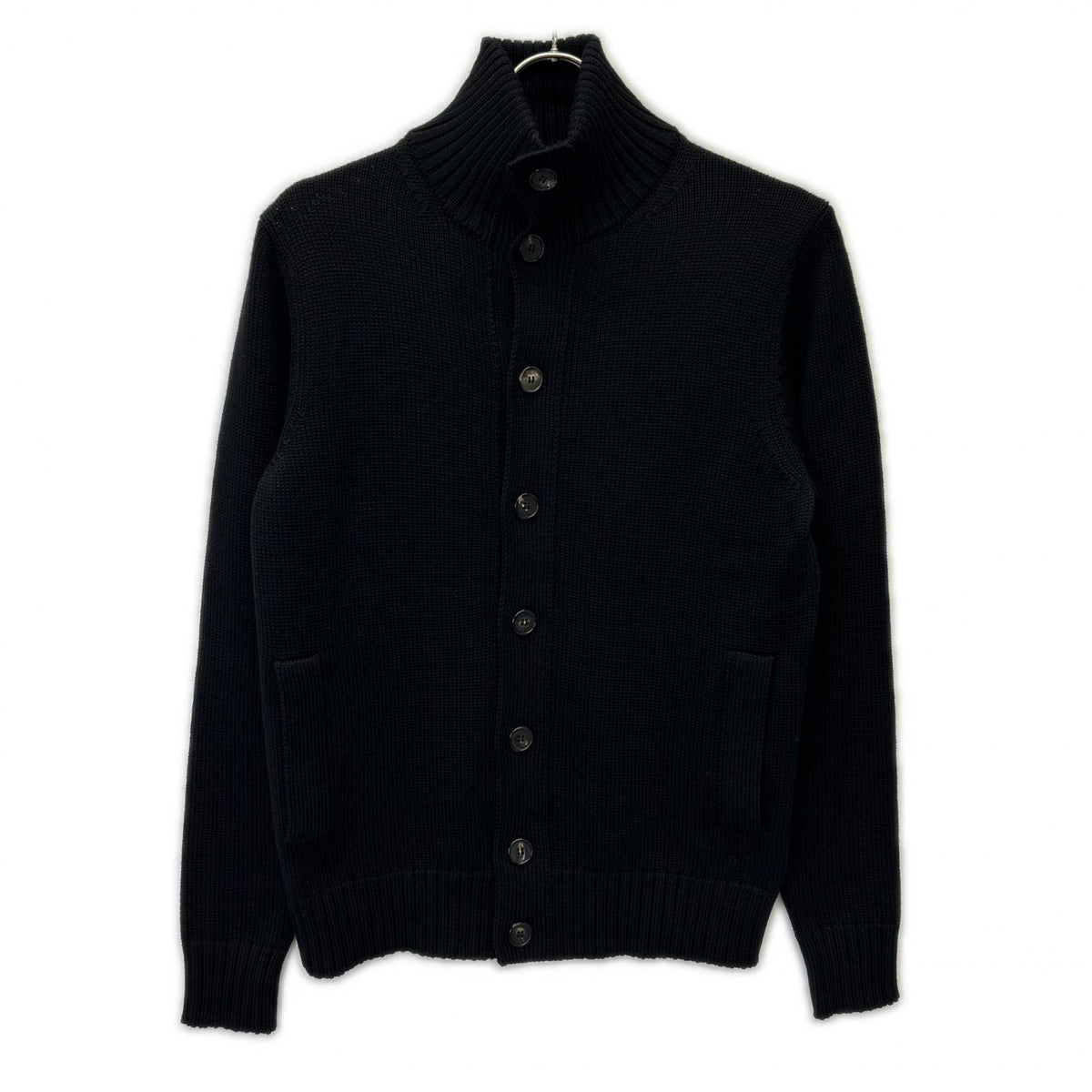 ZANONE ザノーネ 810100 ZR229 ブラック 5ゲージウールスタンドカラーニットカーディガン CHIOTO SLIM FIT トップス