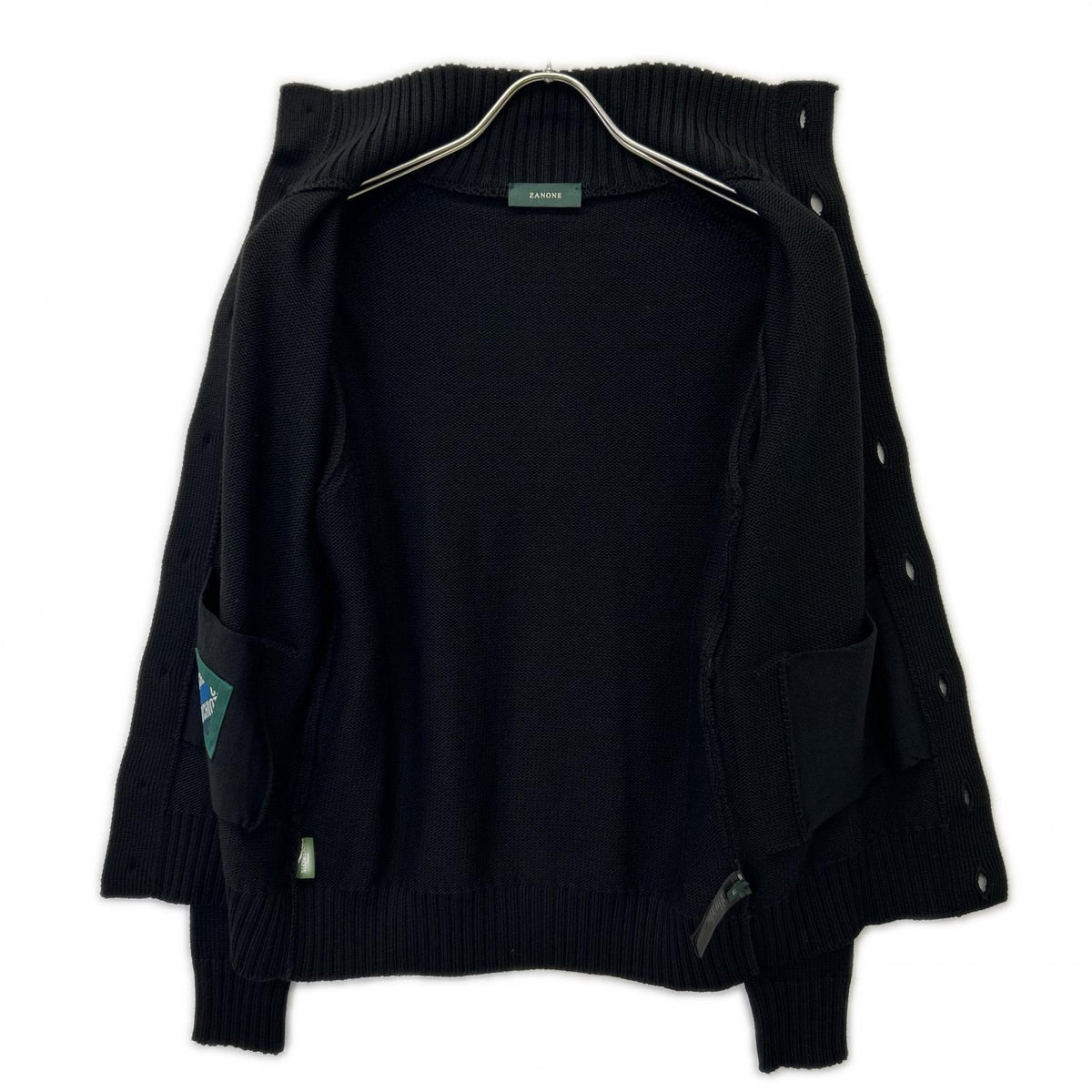 ZANONE ザノーネ 810100 ZR229 ブラック 5ゲージウールスタンドカラーニットカーディガン CHIOTO SLIM FIT トップス